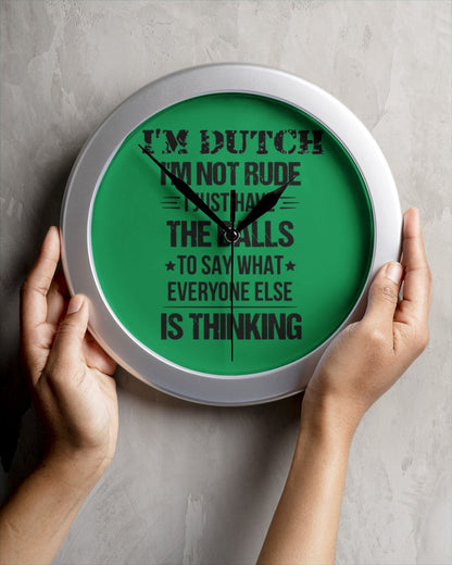 I'M NOT RUDE I'M DUTCH - Wall Clock - Kelly - aos-wall-clock-lifestyle-front-04