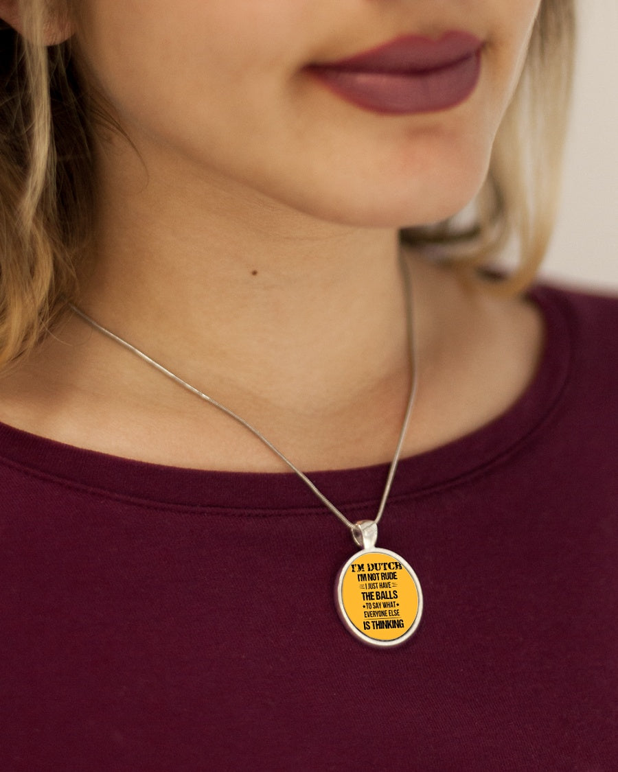 I'M NOT RUDE I'M DUTCH - Metallic Circle Necklace - Gold - aos-necklace-circle-metallic-lifestyle-1