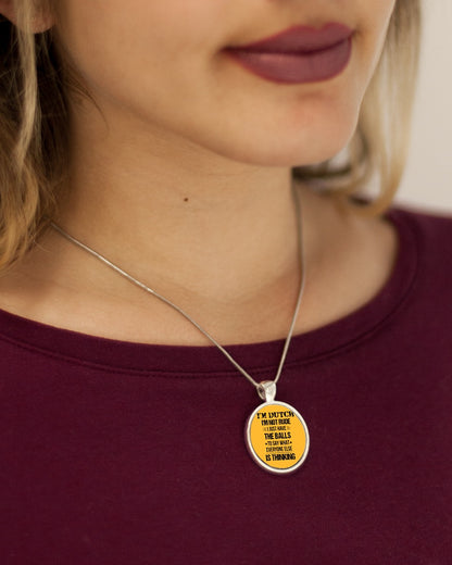 I'M NOT RUDE I'M DUTCH - Metallic Circle Necklace - Gold - aos-necklace-circle-metallic-lifestyle-1