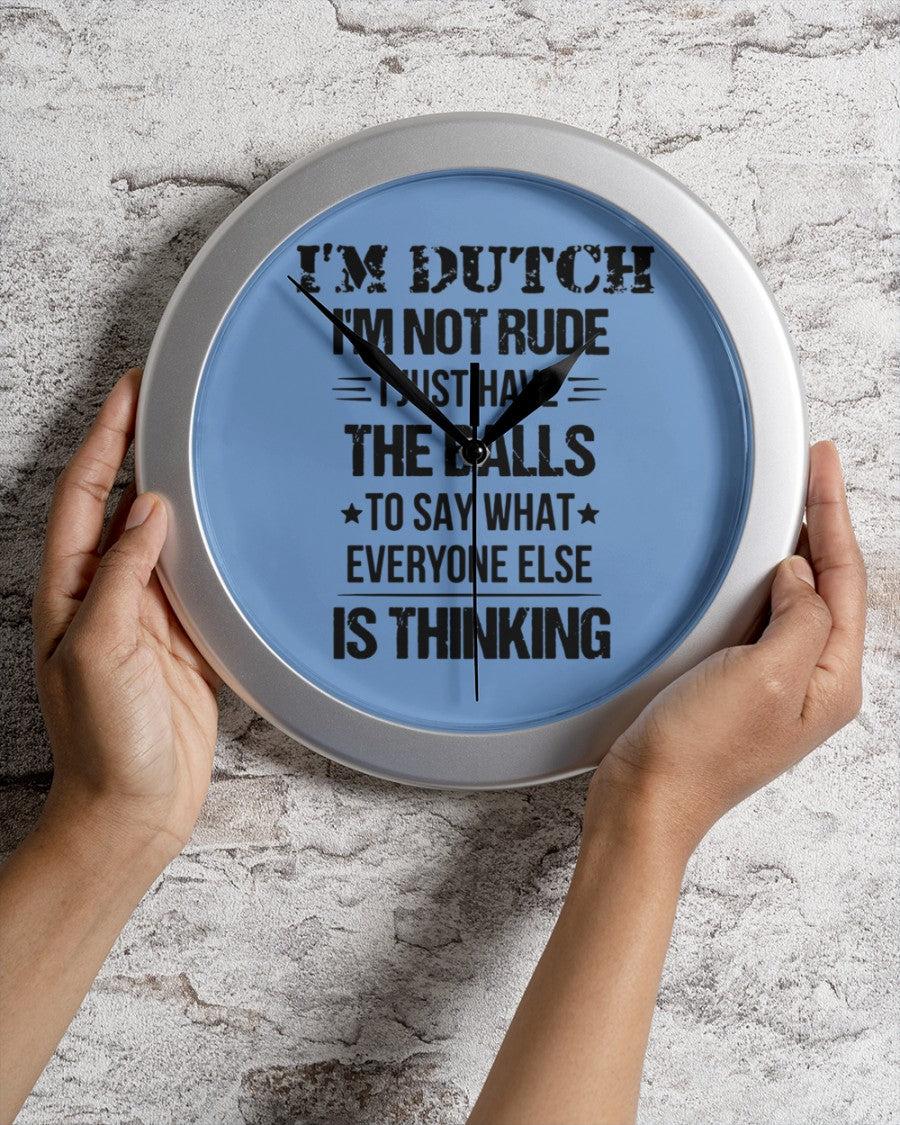 I'M NOT RUDE I'M DUTCH - Wall Clock - Light Blue - aos-wall-clock-lifestyle-front-02
