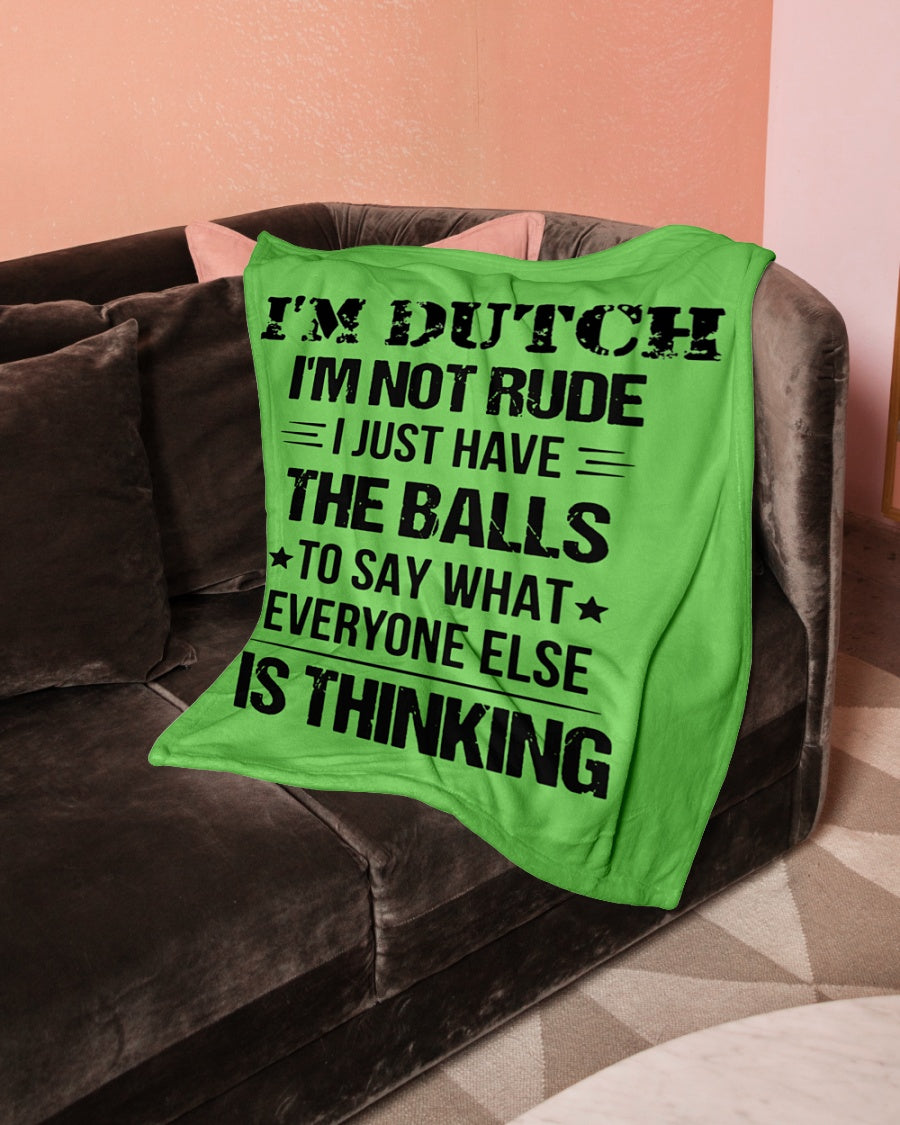 I'M NOT RUDE I'M DUTCH - Small Fleece Blanket - 30" x 40" - Kiwi - aos-coral-fleece-blanket-30x40-lifestyle-front-05