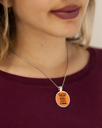 I'M NOT RUDE I'M DUTCH - Metallic Circle Necklace - Burnt Orange - aos-necklace-circle-metallic-lifestyle-1