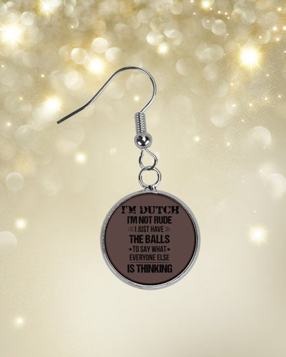 I'M NOT RUDE I'M DUTCH - Circle Earrings - Chocolate - aos-earring-circle-front-lifestyle-3
