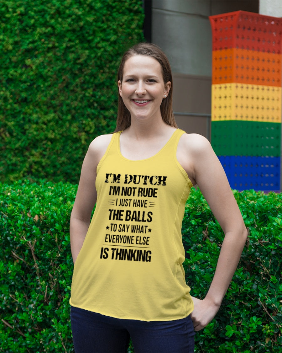 I'M NOT RUDE I'M DUTCH - Ladies Flowy Tank - Neon Yellow - lifestyle-bellaflowy-tank-front-2