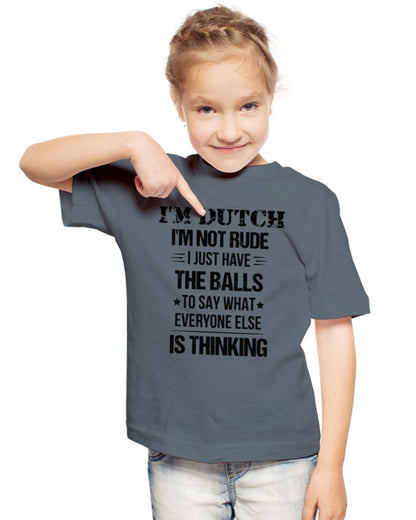 I'M NOT RUDE I'M DUTCH - Youth T-Shirt - Charcoal Grey - lifestyle-youth-tshirt-front-2