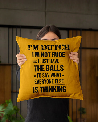 I'M NOT RUDE I'M DUTCH - Indoor Pillow - 16” x 16” - Gold - aos-decorative-pillow-lifestyle-front-03
