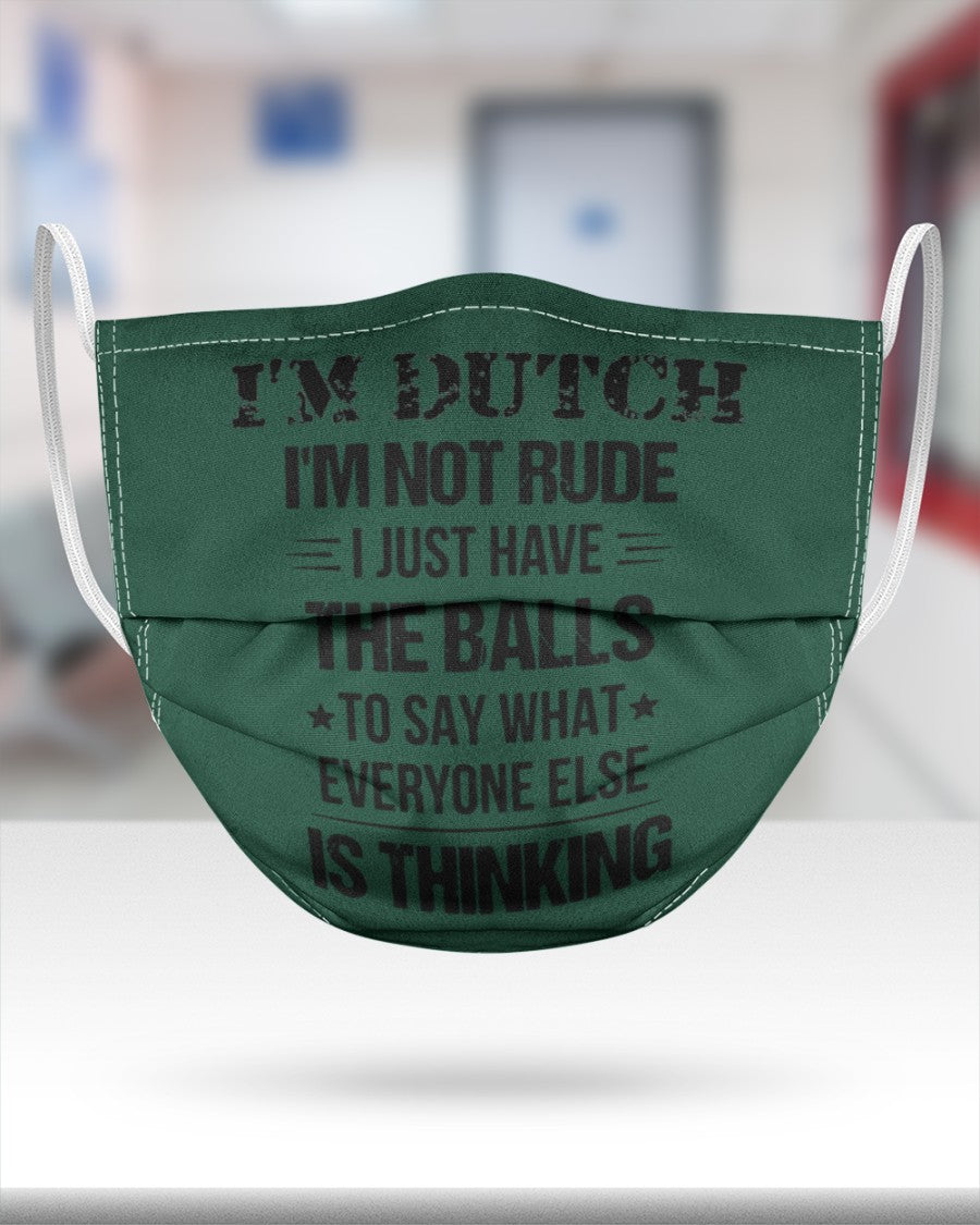 I'M NOT RUDE I'M DUTCH - 3 Layer Face Mask - Single - Forest Green - aos-face-mask-3-layers-lifestyle-front-25
