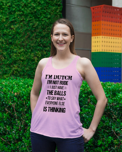 I'M NOT RUDE I'M DUTCH - Ladies Flowy Tank - Soft Pink - lifestyle-bellaflowy-tank-front-2