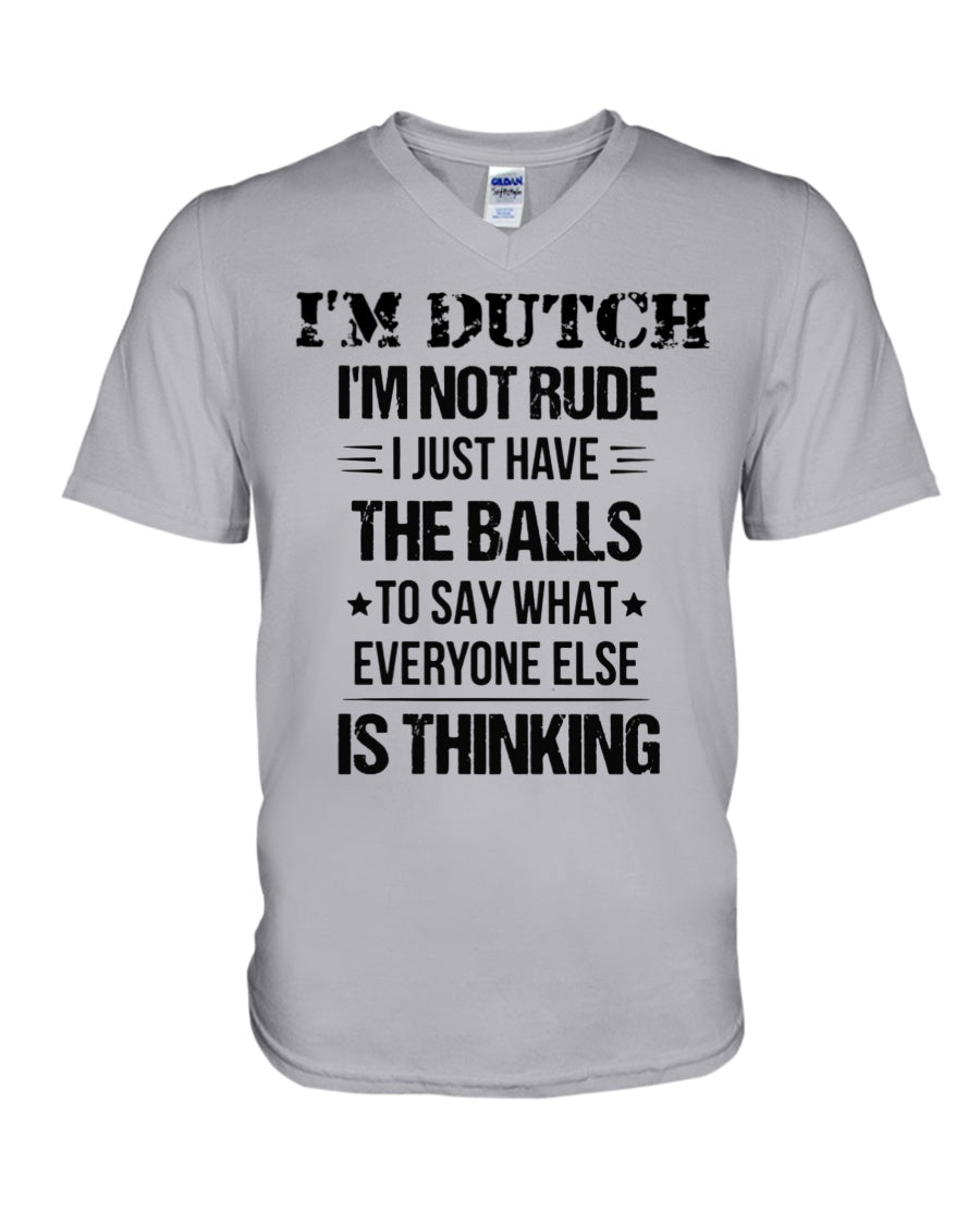 I'M NOT RUDE I'M DUTCH - V-Neck T-Shirt - Ash - Front