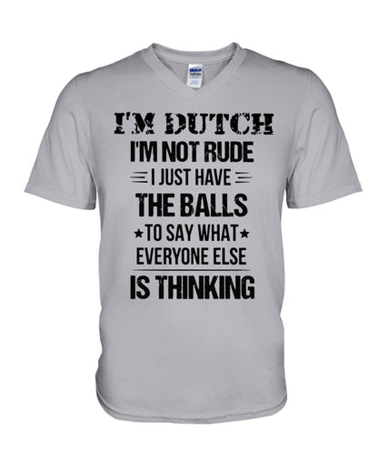 I'M NOT RUDE I'M DUTCH - V-Neck T-Shirt - Ash - Front