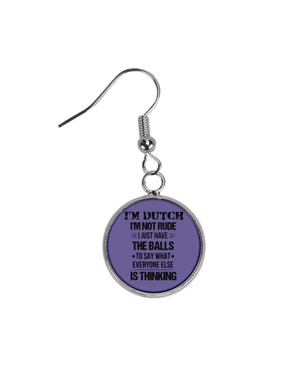 I'M NOT RUDE I'M DUTCH - Circle Earrings - Purple - Front