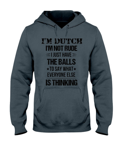 I'M NOT RUDE I'M DUTCH - Hooded Sweatshirt - Charcoal Grey - Front
