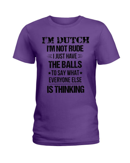 I'M NOT RUDE I'M DUTCH - Ladies T-Shirt - Purple - Front