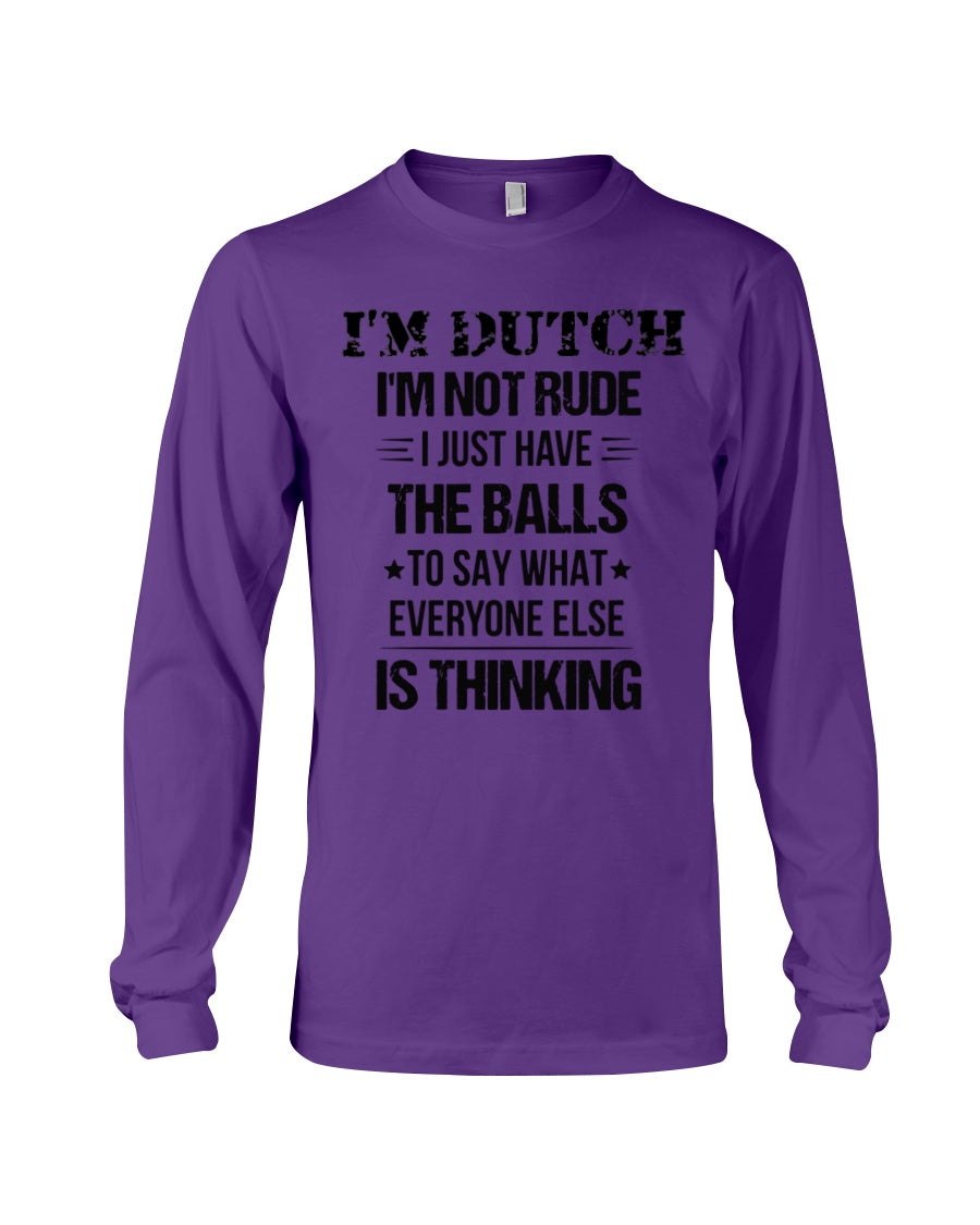 I'M NOT RUDE I'M DUTCH - Long Sleeve Tee - Purple - Front