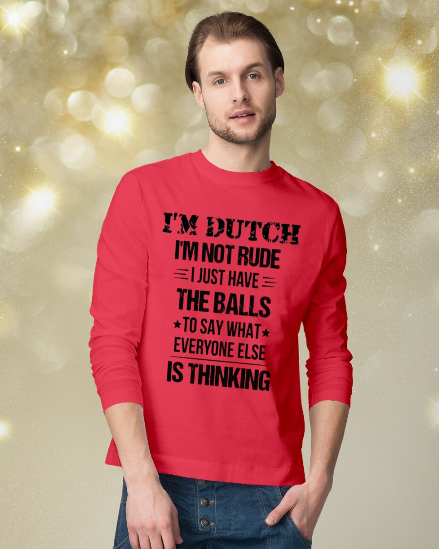 I'M NOT RUDE I'M DUTCH - Long Sleeve Tee - Red - lifestyle-holiday-longsleeves-front-3