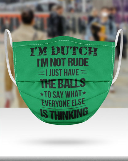 I'M NOT RUDE I'M DUTCH - 3 Layer Face Mask - Single - Kelly - aos-face-mask-3-layers-lifestyle-front-46