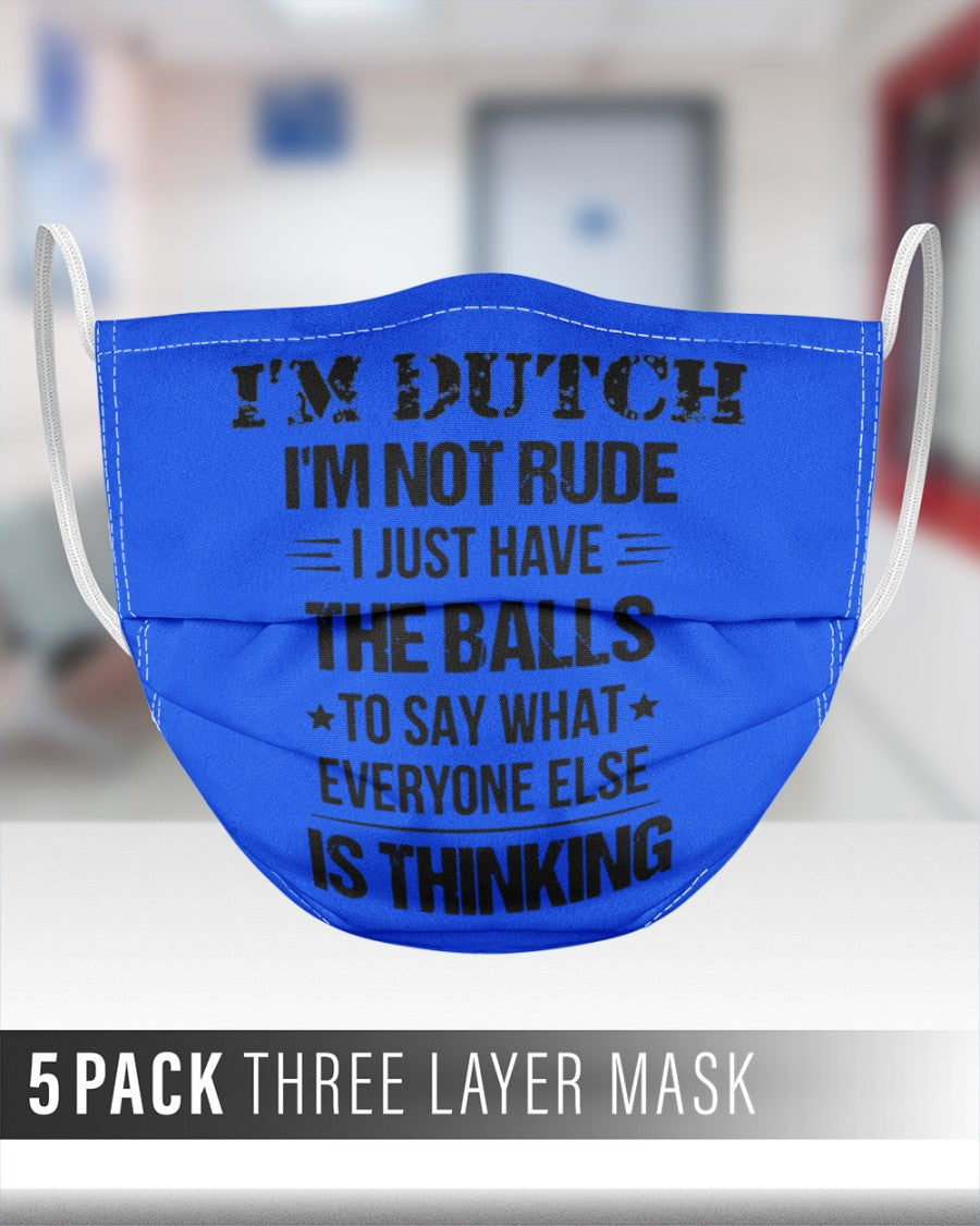 I'M NOT RUDE I'M DUTCH - 3 Layer Face Mask - 5 Pack - Royal - aos-face-mask-3-layers-lifestyle-front-27
