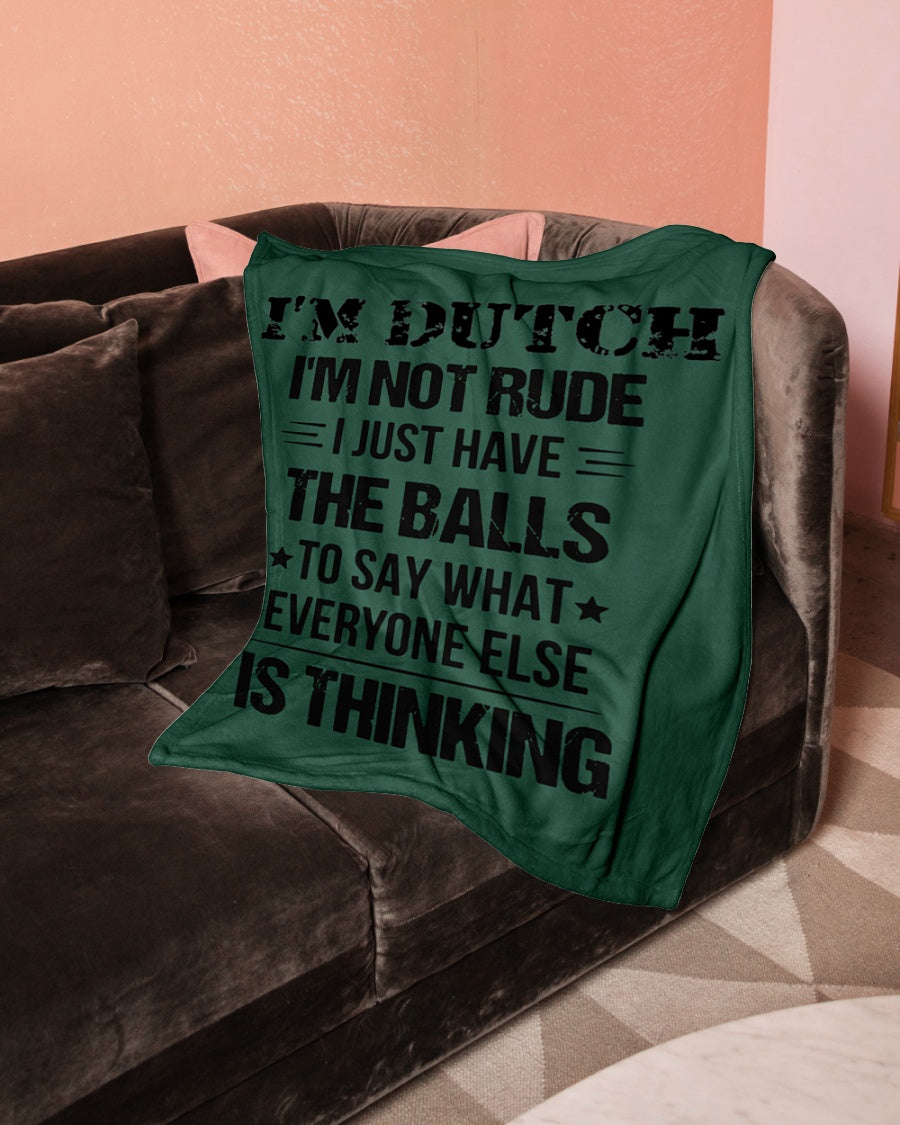 I'M NOT RUDE I'M DUTCH - Small Fleece Blanket - 30" x 40" - Forest Green - aos-coral-fleece-blanket-30x40-lifestyle-front-05