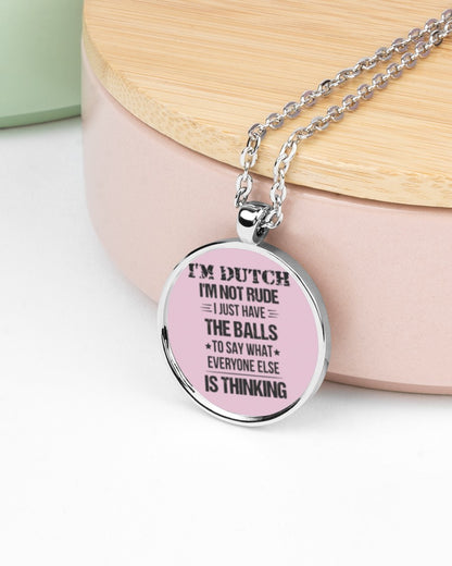I'M NOT RUDE I'M DUTCH - Metallic Circle Necklace - Classic Pink - aos-necklace-circle-metallic-lifestyle-08
