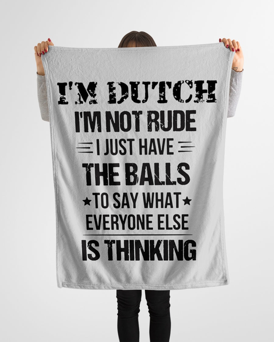 I'M NOT RUDE I'M DUTCH - Small Fleece Blanket - 30" x 40" - Ash - aos-coral-fleece-blanket-30x40-lifestyle-front-14