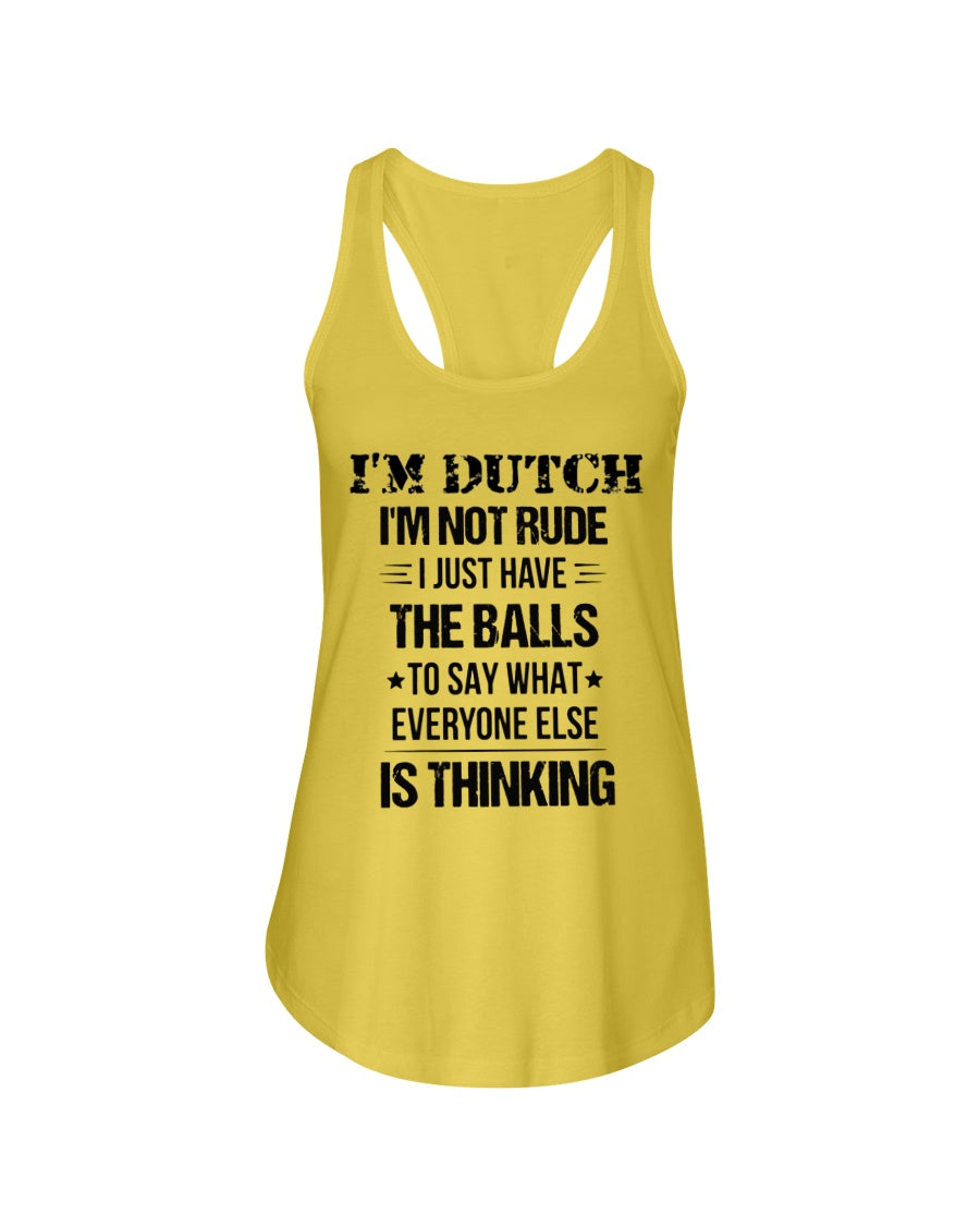 I'M NOT RUDE I'M DUTCH - Ladies Flowy Tank - Neon Yellow - Front