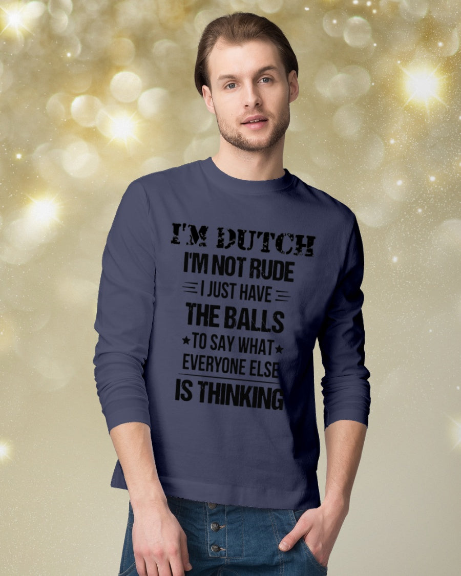 I'M NOT RUDE I'M DUTCH - Long Sleeve Tee - Navy - lifestyle-holiday-longsleeves-front-3