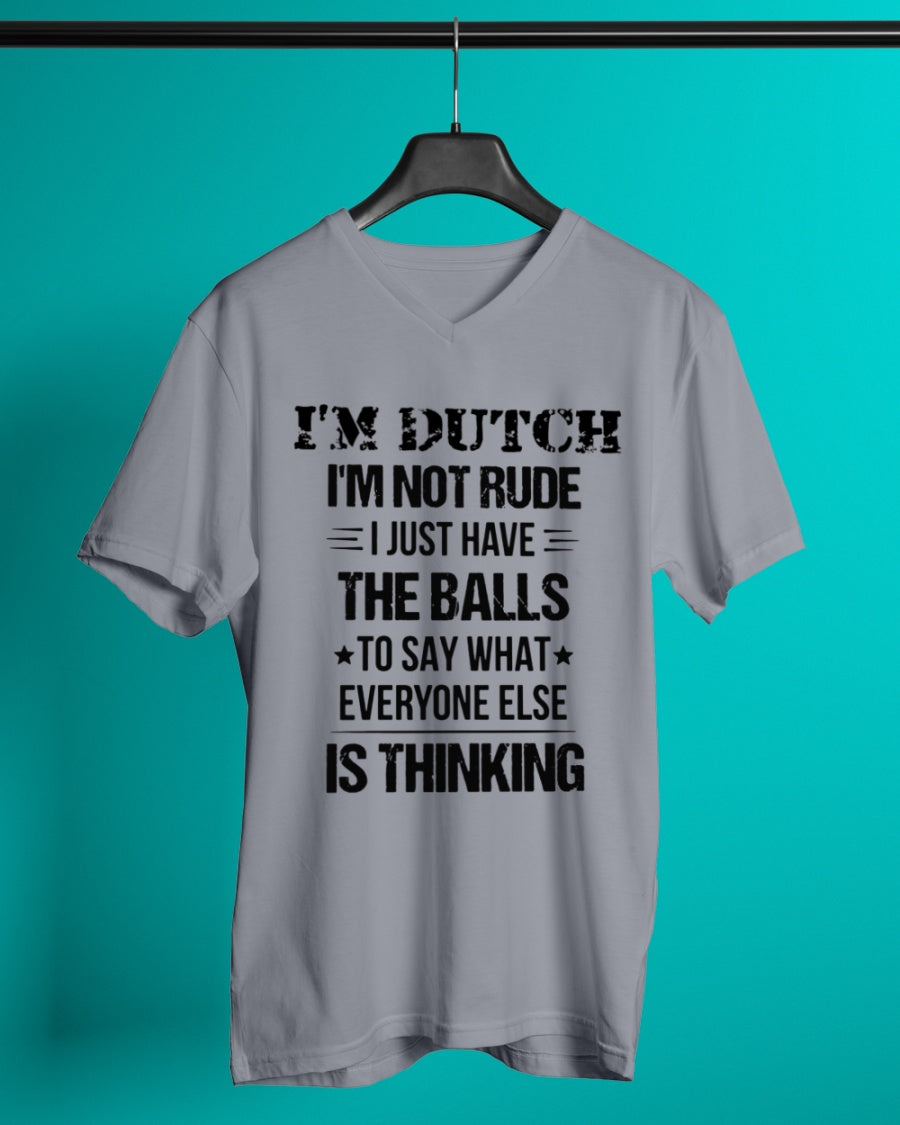 I'M NOT RUDE I'M DUTCH - V-Neck T-Shirt - Asphalt - lifestyle-mens-vneck-front-3