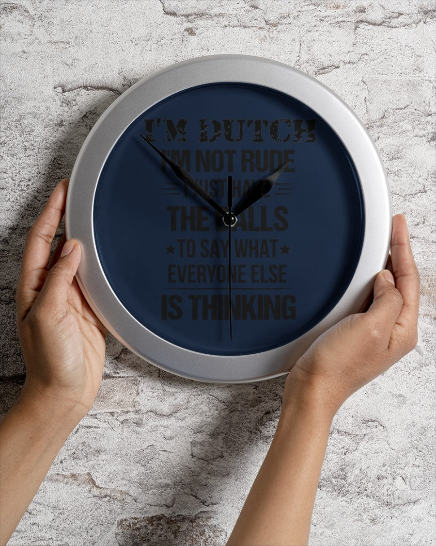 I'M NOT RUDE I'M DUTCH - Wall Clock - J Navy - aos-wall-clock-lifestyle-front-02