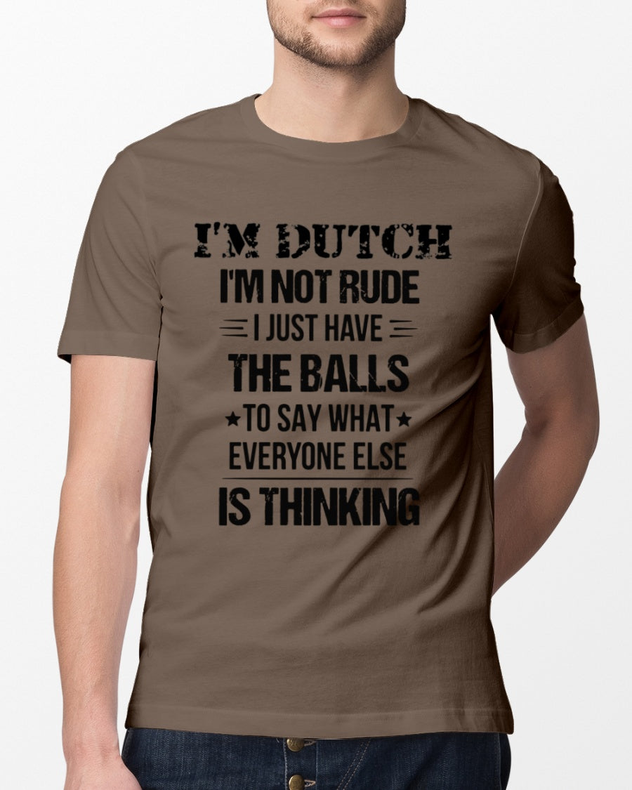 I'M NOT RUDE I'M DUTCH - Classic T-Shirt - Chocolate - lifestyle-mens-crewneck-front-13