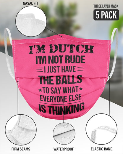 I'M NOT RUDE I'M DUTCH - 3 Layer Face Mask - 5 Pack - Cyber Pink - aos-face-mask-3-layers-lifestyle-front-51