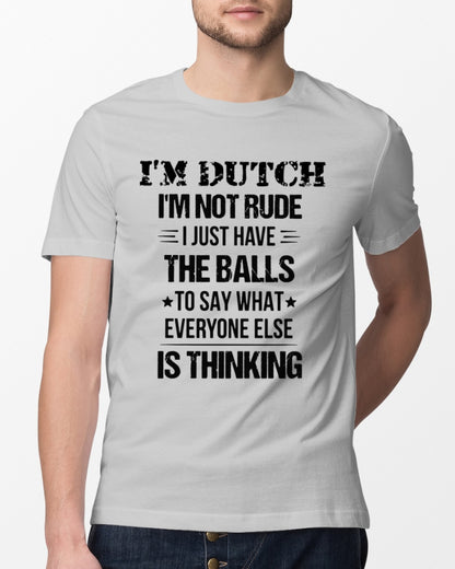 I'M NOT RUDE I'M DUTCH - Classic T-Shirt - Ash - lifestyle-mens-crewneck-front-13