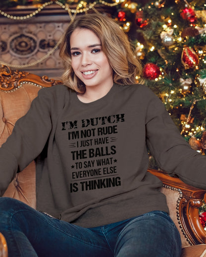 I'M NOT RUDE I'M DUTCH - Crewneck Sweatshirt - Dark Chocolate - lifestyle-holiday-sweater-front-3
