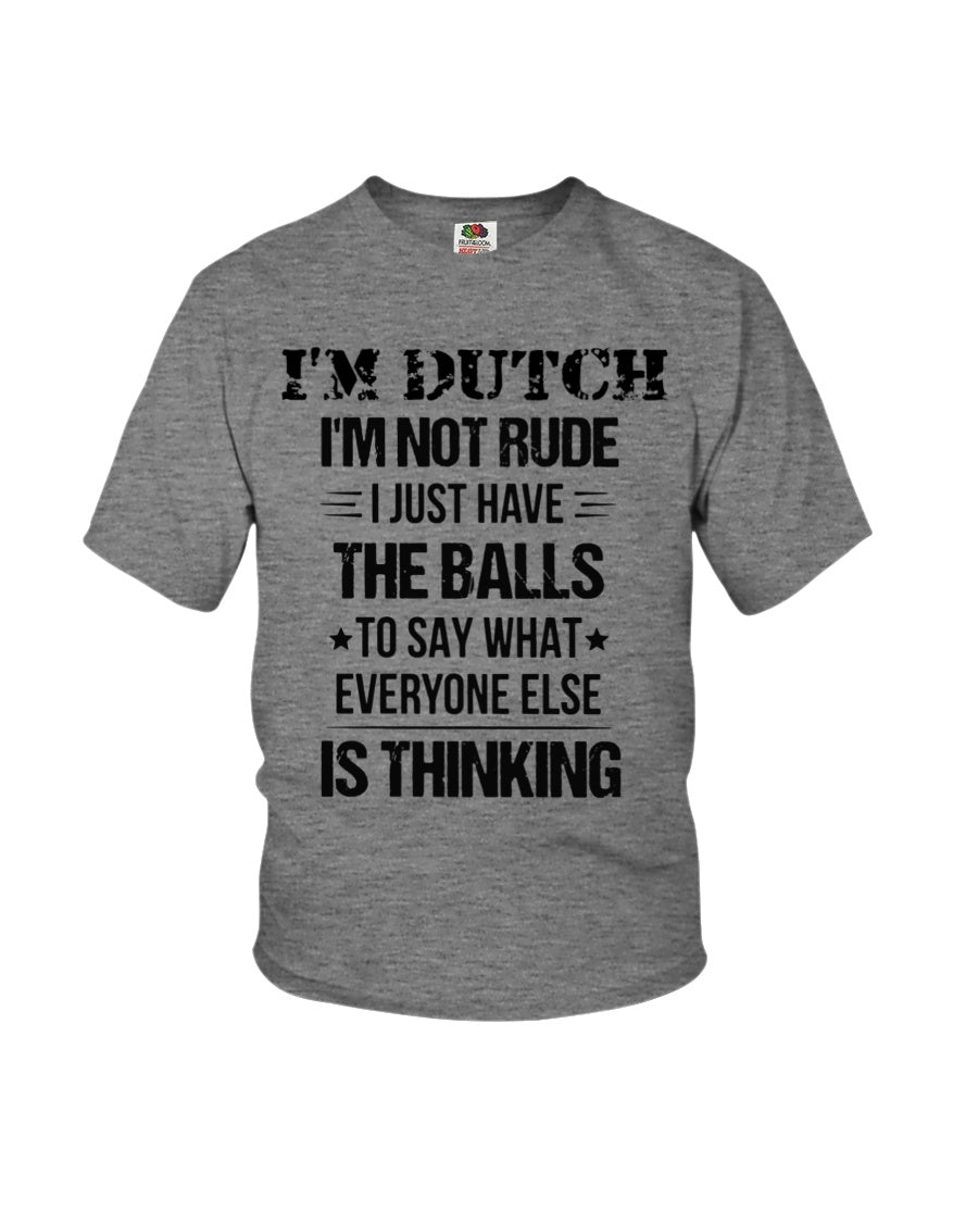 I'M NOT RUDE I'M DUTCH - Youth T-Shirt - Athletic Heather - Front