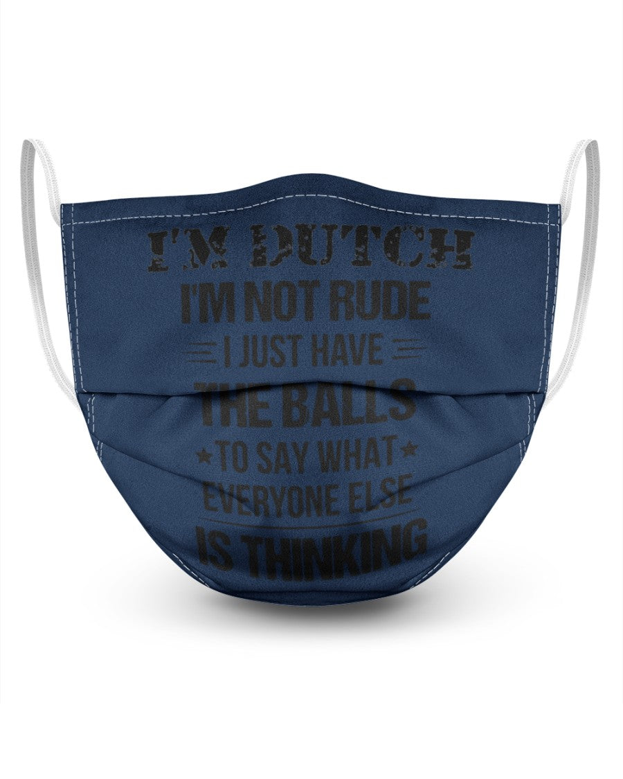 I'M NOT RUDE I'M DUTCH - 3 Layer Face Mask - Single - J Navy - Front