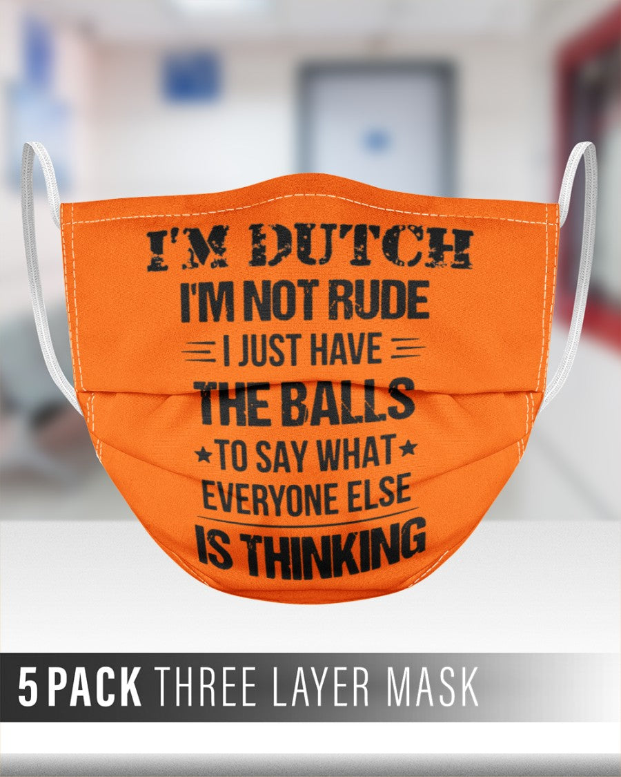 I'M NOT RUDE I'M DUTCH - 3 Layer Face Mask - 5 Pack - Burnt Orange - aos-face-mask-3-layers-lifestyle-front-27