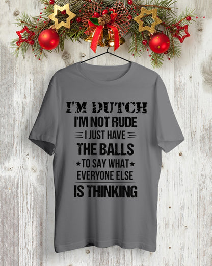 I'M NOT RUDE I'M DUTCH - Premium Fit Mens Tee - Asphalt - lifestyle-holiday-crewneck-front-2