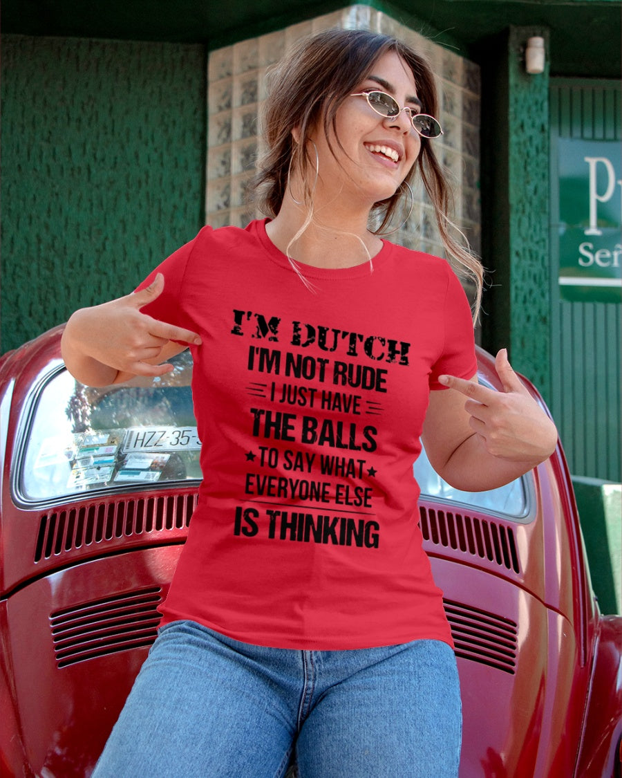 I'M NOT RUDE I'M DUTCH - Ladies T-Shirt - Red - apparel-ladies-t-shirt-lifestyle-01