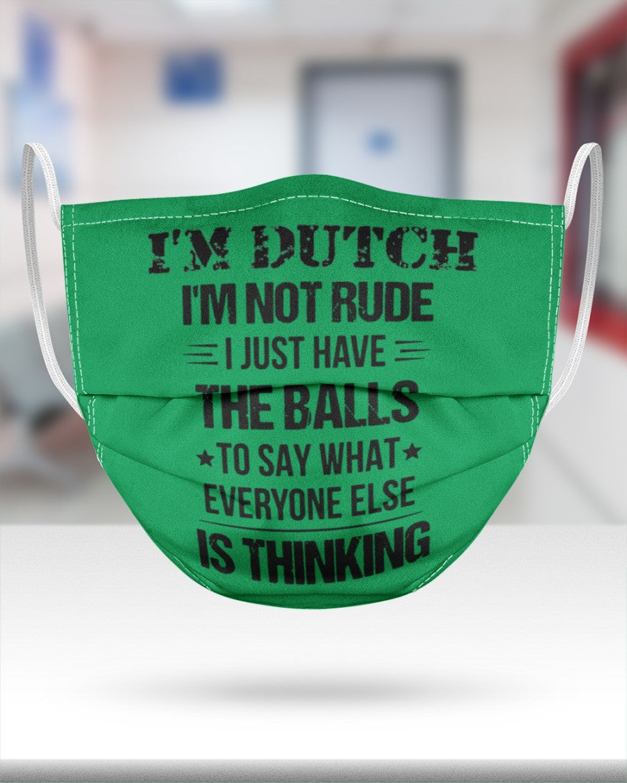 I'M NOT RUDE I'M DUTCH - 3 Layer Face Mask - Single - Kelly - aos-face-mask-3-layers-lifestyle-front-25