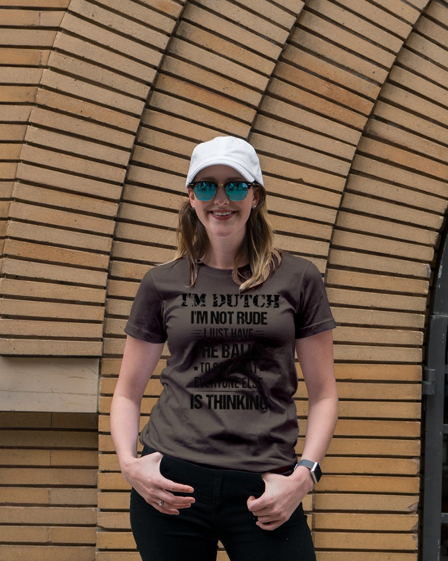 I'M NOT RUDE I'M DUTCH - Premium Fit Ladies Tee - Brown - lifestyle-women-crewneck-front-4
