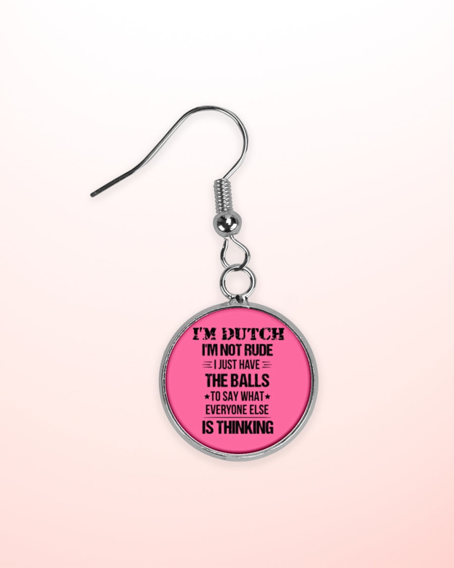 I'M NOT RUDE I'M DUTCH - Circle Earrings - Cyber Pink - aos-earring-circle-front-lifestyle-2