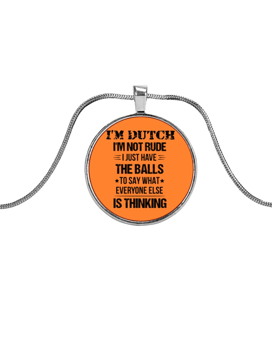 I'M NOT RUDE I'M DUTCH - Metallic Circle Necklace - Burnt Orange - Front