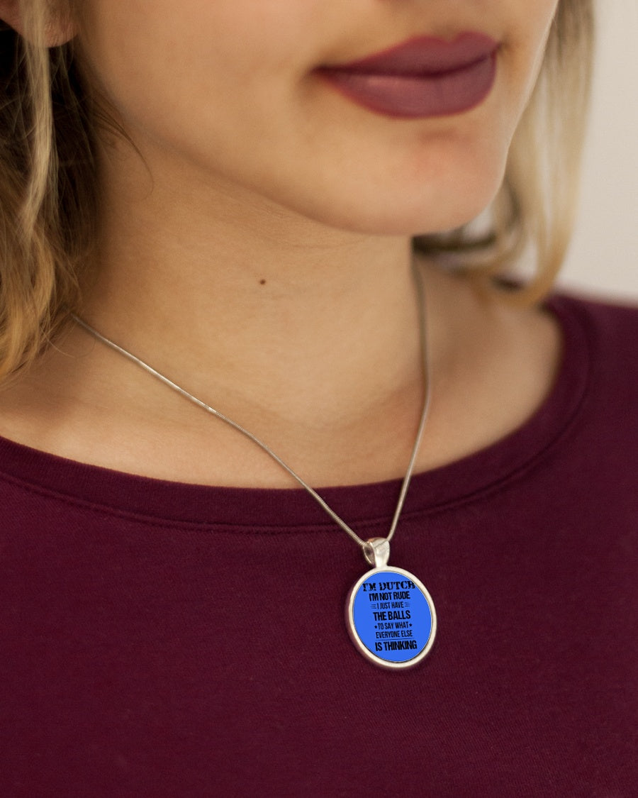 I'M NOT RUDE I'M DUTCH - Metallic Circle Necklace - Royal - aos-necklace-circle-metallic-lifestyle-1