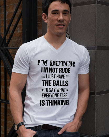 I'M NOT RUDE I'M DUTCH - V-Neck T-Shirt - White - lifestyle-mens-vneck-front-2