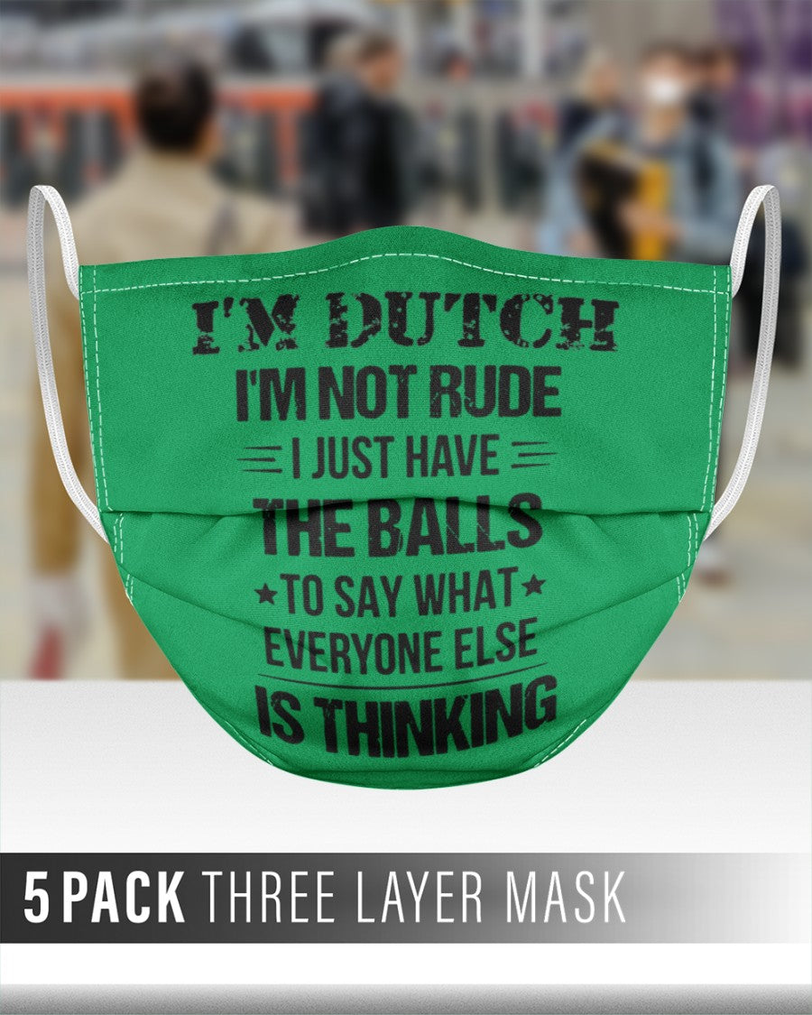 I'M NOT RUDE I'M DUTCH - 3 Layer Face Mask - 5 Pack - Kelly - aos-face-mask-3-layers-lifestyle-front-48