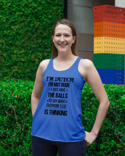 I'M NOT RUDE I'M DUTCH - Ladies Flowy Tank - Royal Blue - lifestyle-bellaflowy-tank-front-2