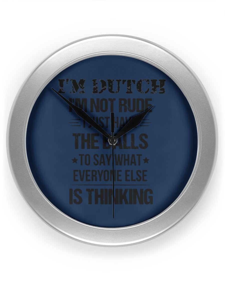 I'M NOT RUDE I'M DUTCH - Wall Clock - J Navy - Front