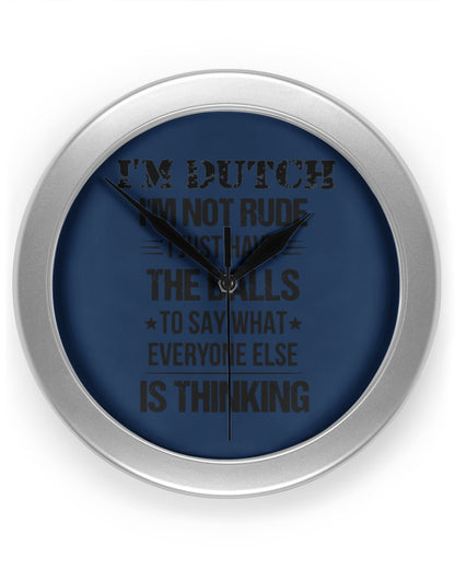 I'M NOT RUDE I'M DUTCH - Wall Clock - J Navy - Front