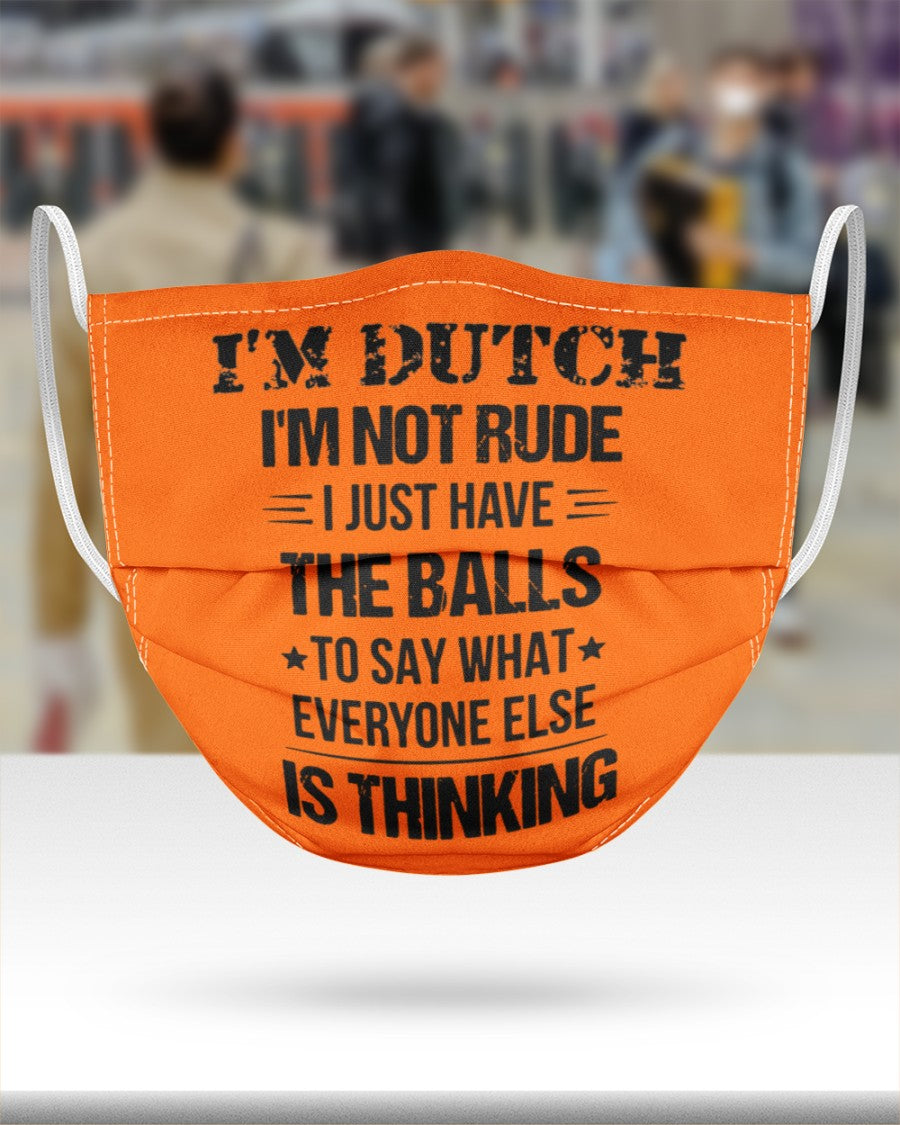I'M NOT RUDE I'M DUTCH - 3 Layer Face Mask - Single - Burnt Orange - aos-face-mask-3-layers-lifestyle-front-46