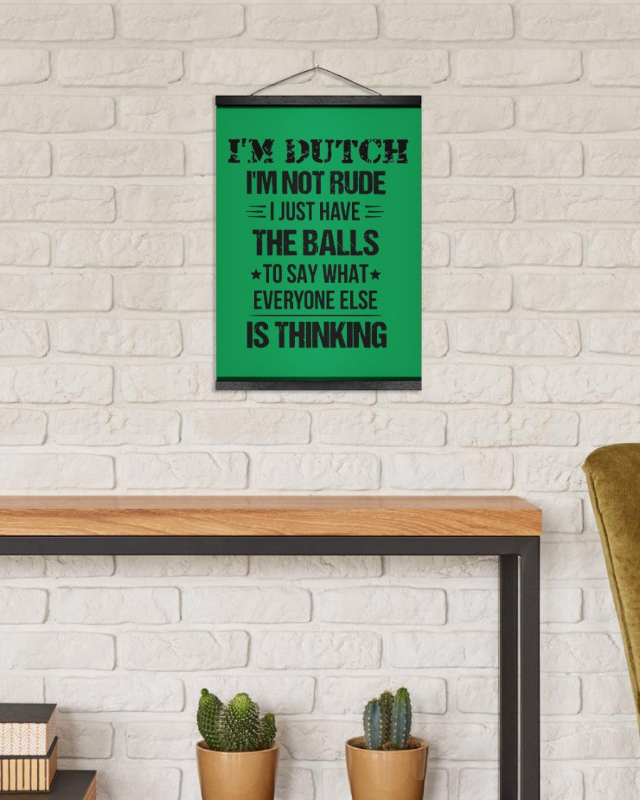 I'M NOT RUDE I'M DUTCH - 12x16 Black Hanging Canvas - Kelly - aos-hanging-canvas-12x16-lifestyle-front-03