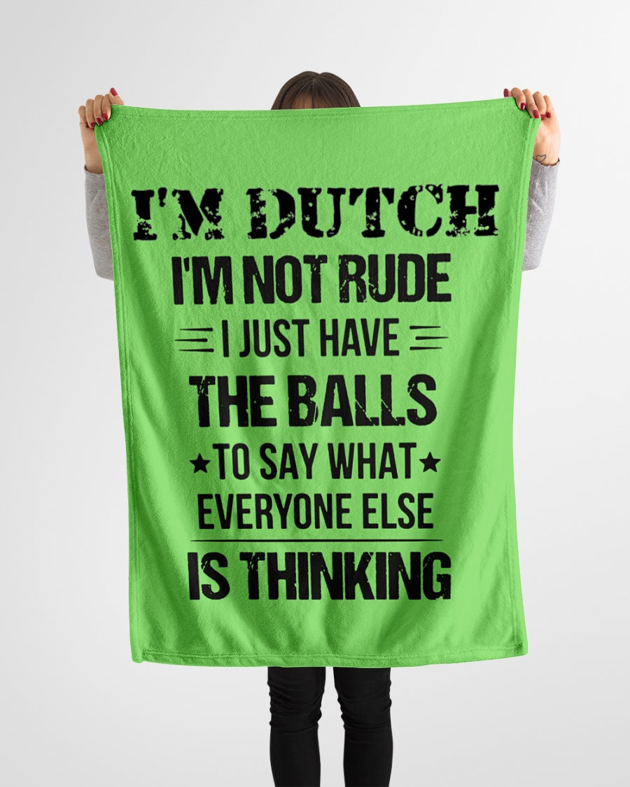 I'M NOT RUDE I'M DUTCH - Small Fleece Blanket - 30" x 40" - Kiwi - aos-coral-fleece-blanket-30x40-lifestyle-front-14